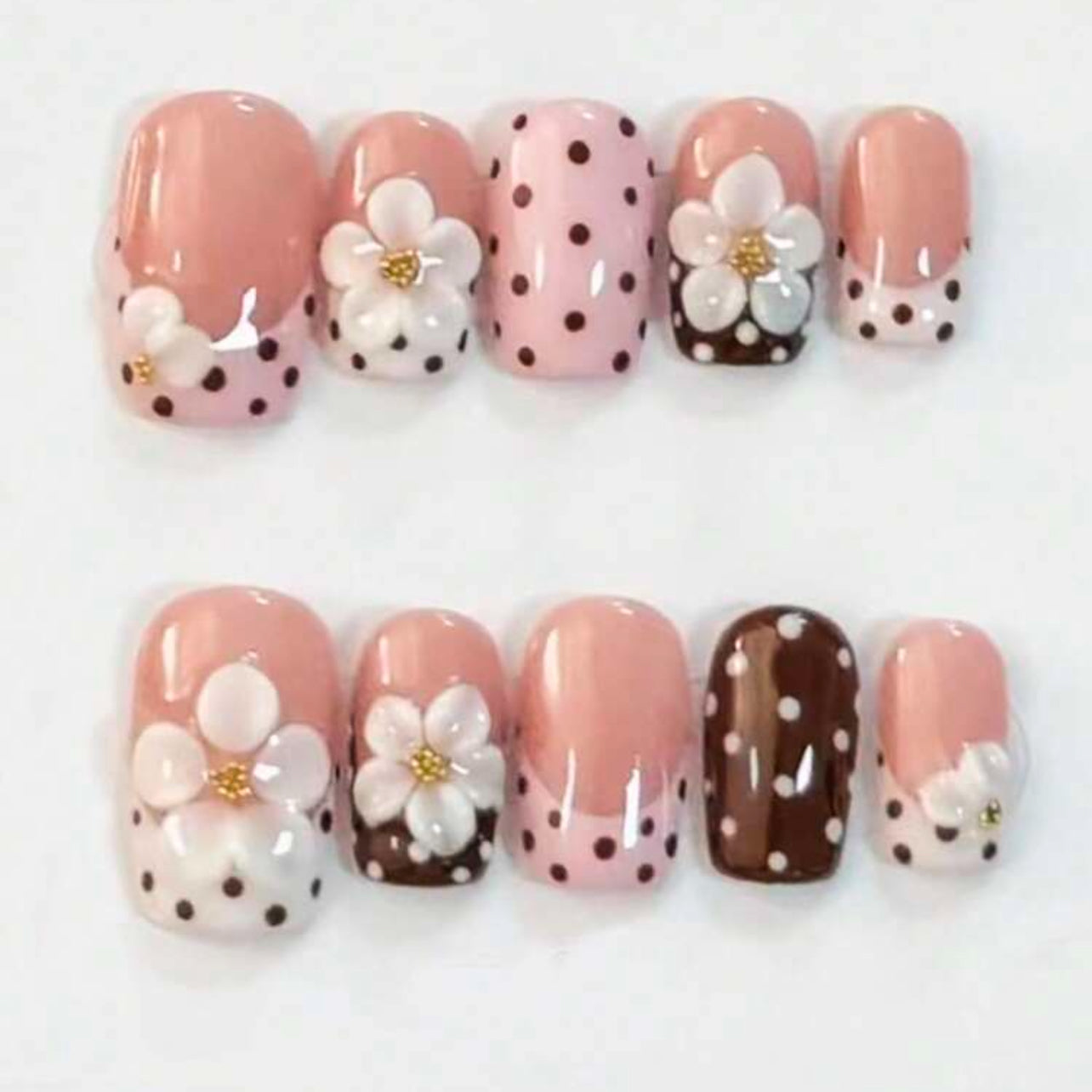 Floral polka dot nails
