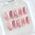 Pink heart nails