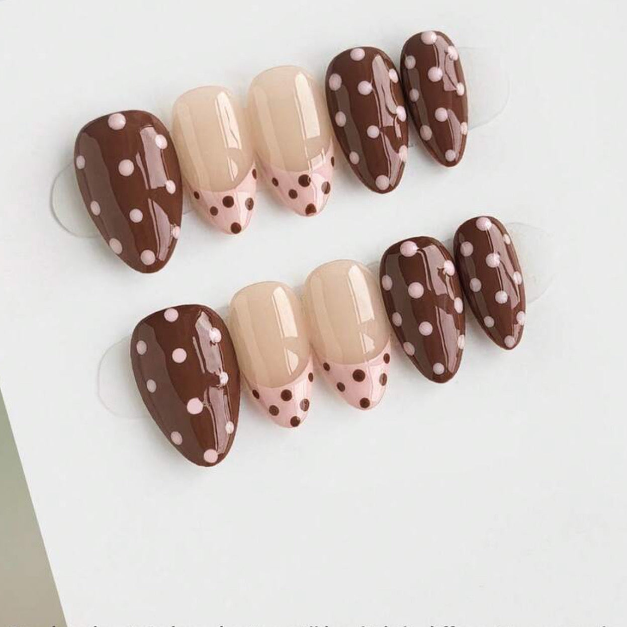 Brown polka dot nails