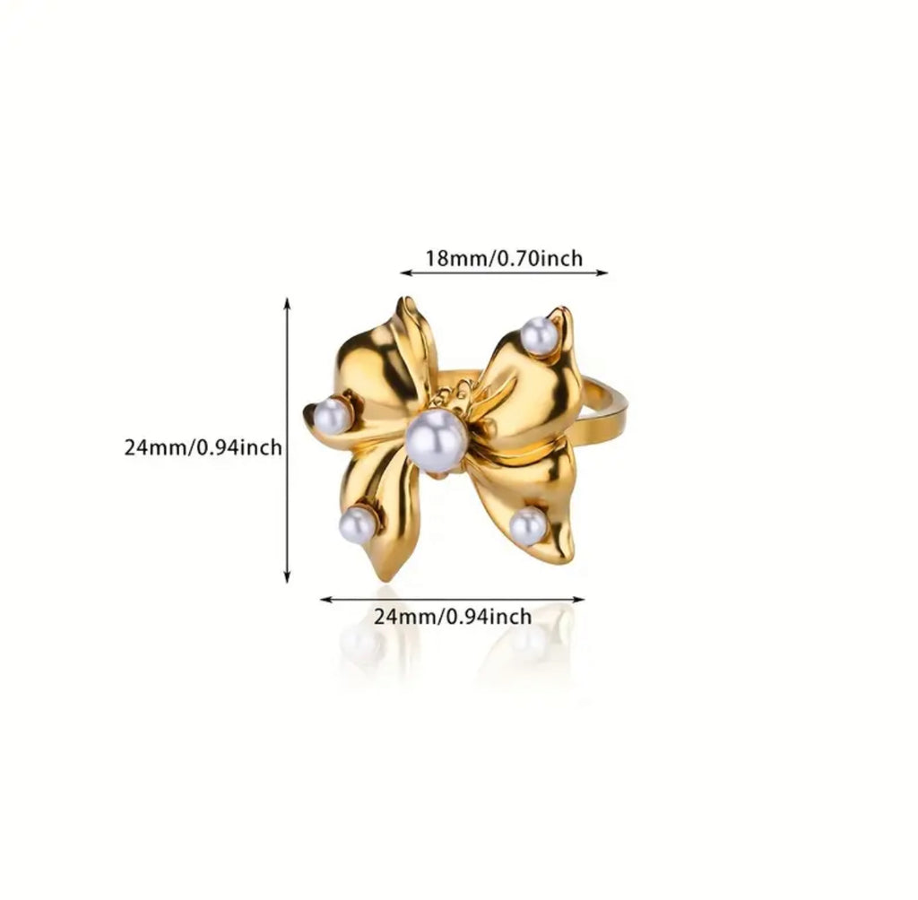Pearl bow ring