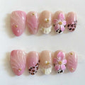 Pink floral nails