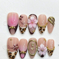 Brown floral nails